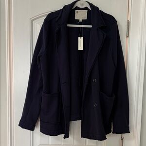 Anthropologie-Pilcro Navy Knit Blazer  NWT Size L Similar to Frank & Eileen